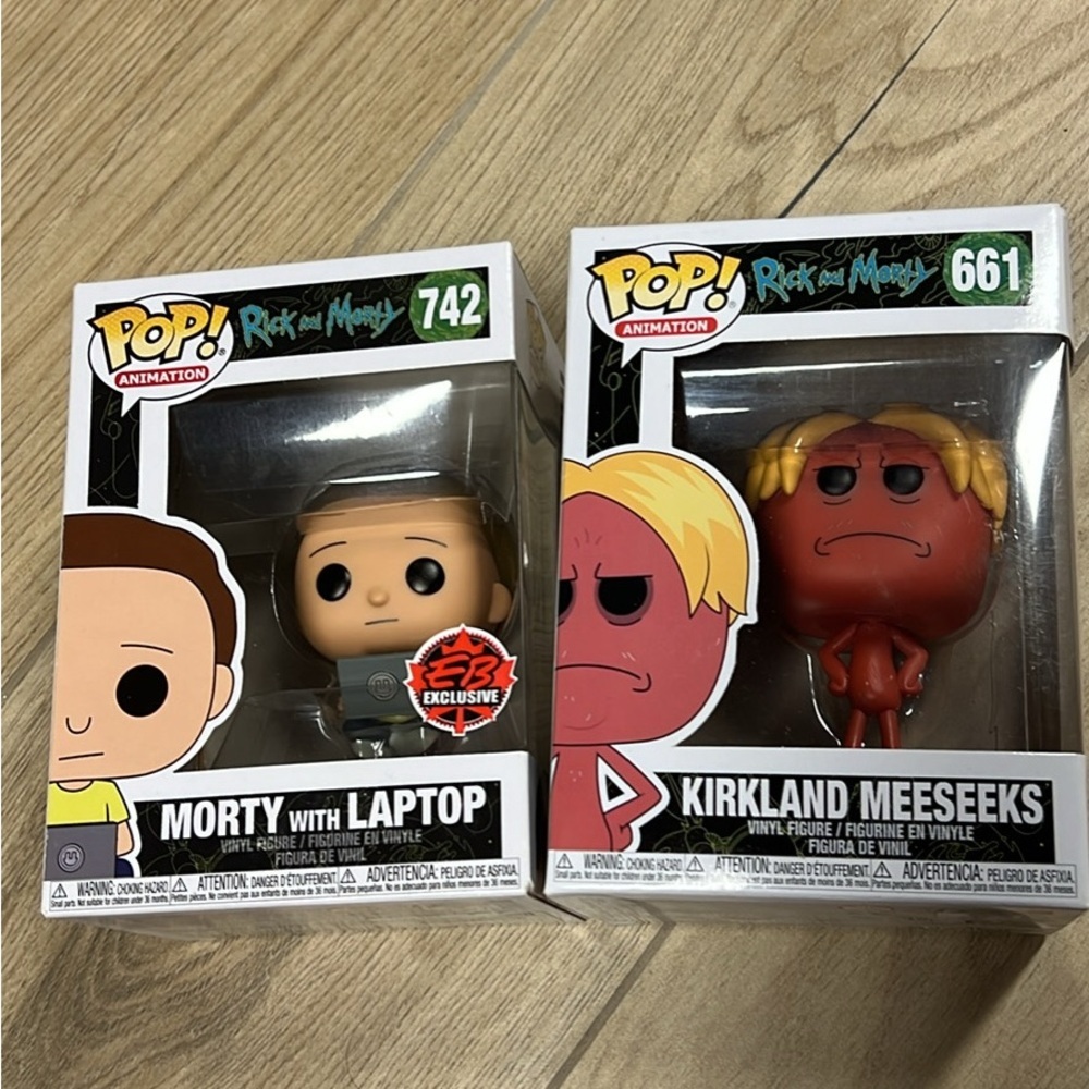 Funko Pop! Morty with Laptop and Kirkland Meeseeks Figures